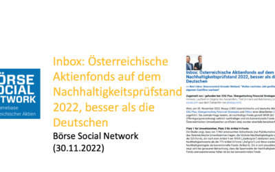 Inbox: Österreichische Aktienfonds auf dem Nachhaltigkeitsprüfstand 2022, besser als die Deutschen