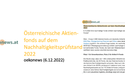 Österreichische Aktienfonds auf dem Nachhaltigkeitsprüfstand 2022