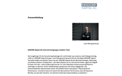 Pressemitteilung NIXDORF Kapital AG